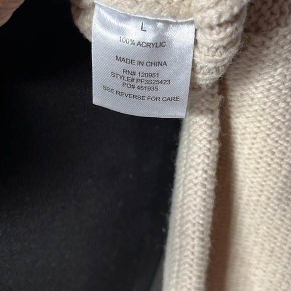 PINK ROSE Juniors' Tan Pointelle-Knit Tie-Back Sweater Size L - Picture 8 of 8